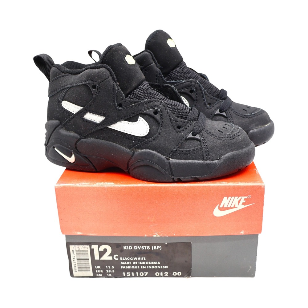 Nike Kid DVST8 BP Size 12C Vintage 1995 Black White Force Basketball Shoes